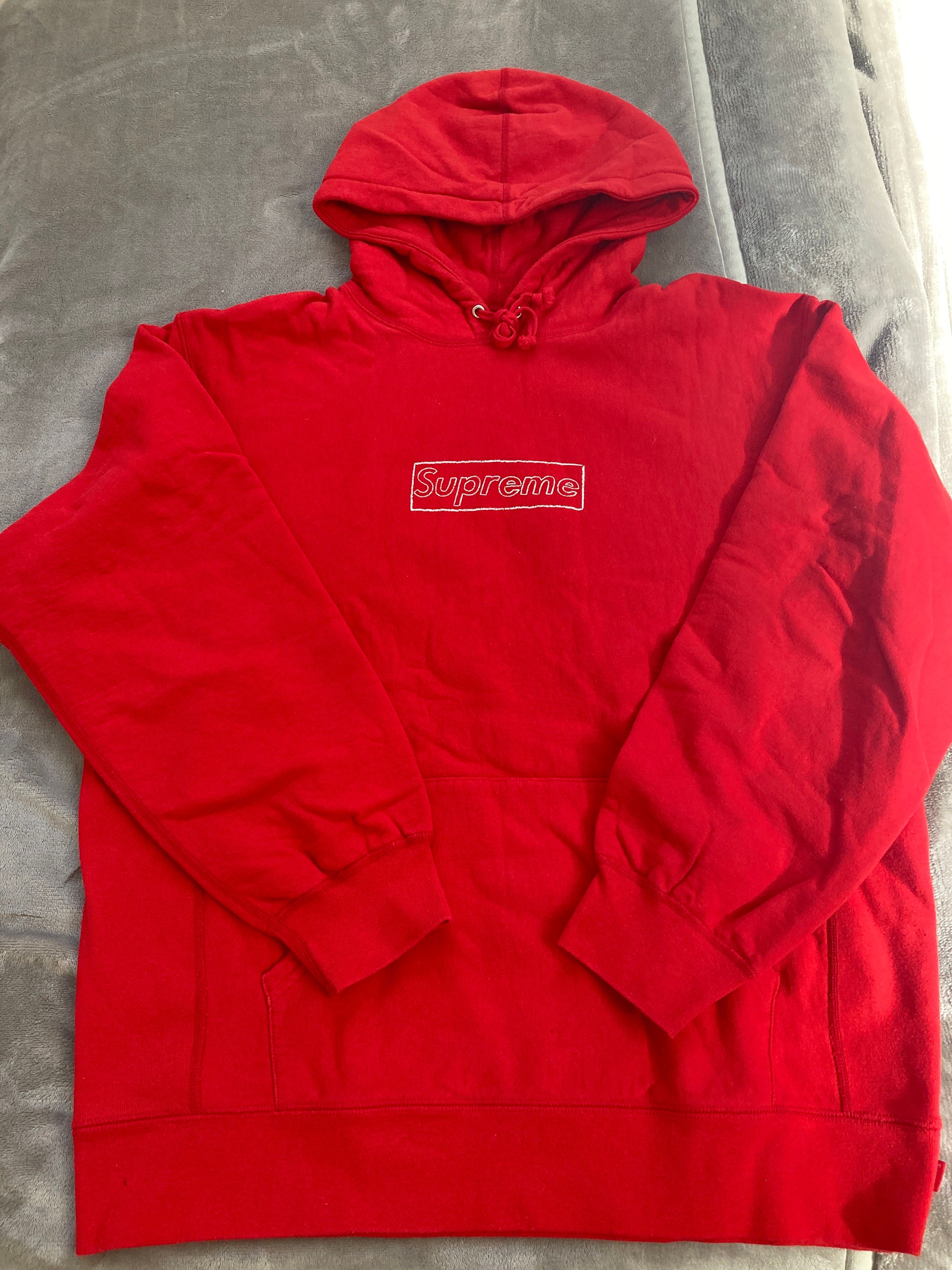 Supreme KAWS Chalk Logo Hooded Sweatshirt "Red"(2021)