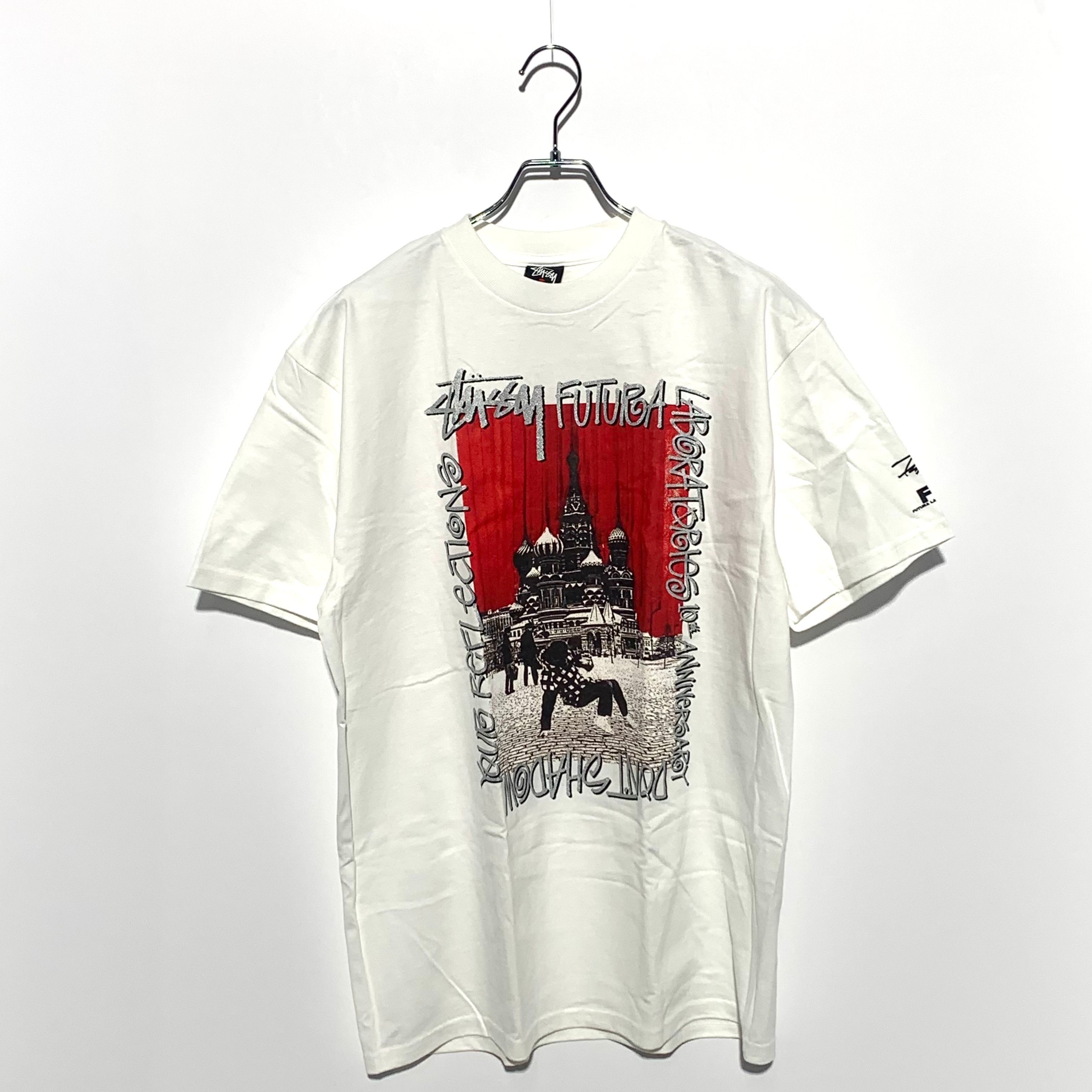 STUSSY×Futura 10th RED SQUARE TEE White