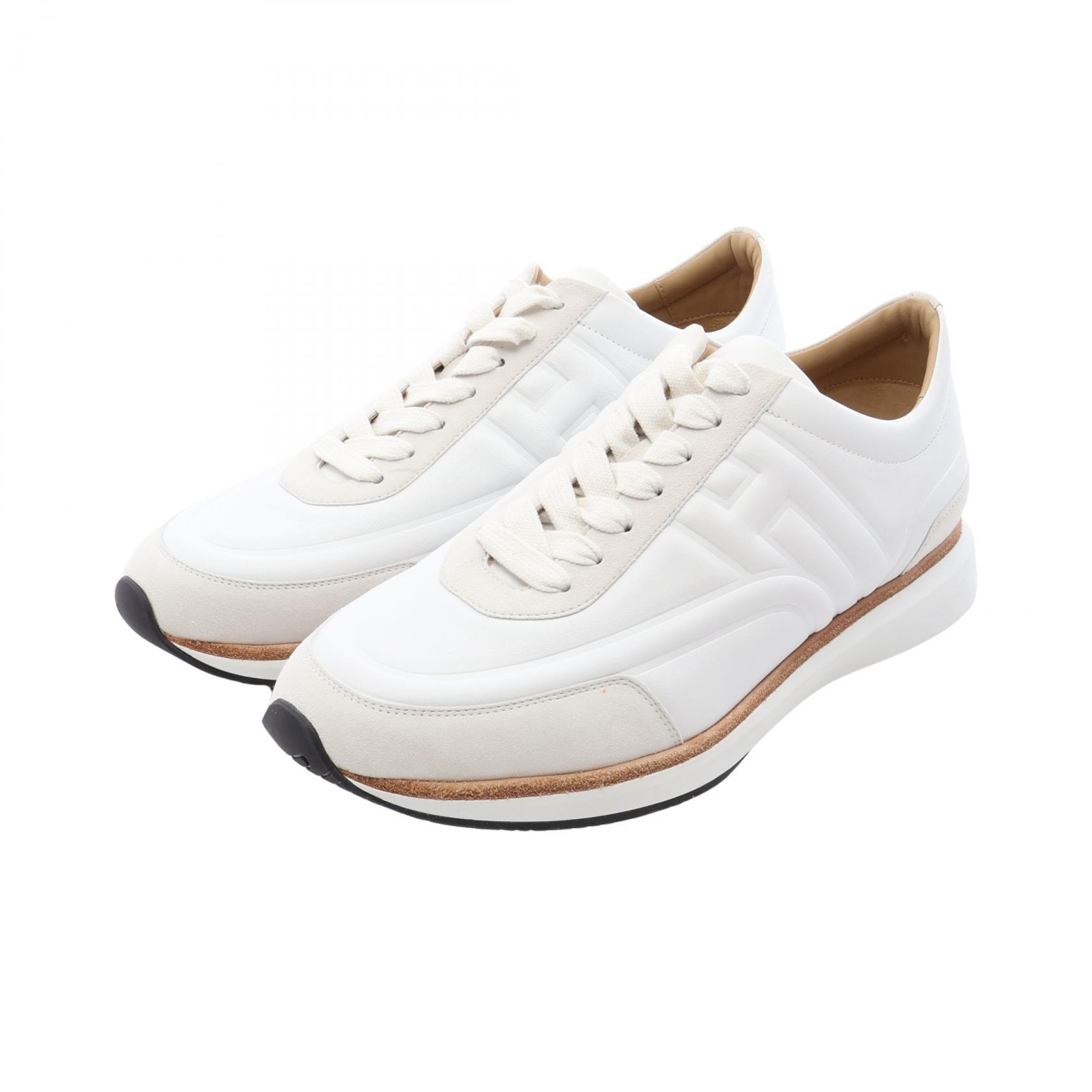 エルメス HERMES EASY イージー スニーカー 靴 レザー スウェード ホワイト メンズ ホワイト系 221901Z 【中古】