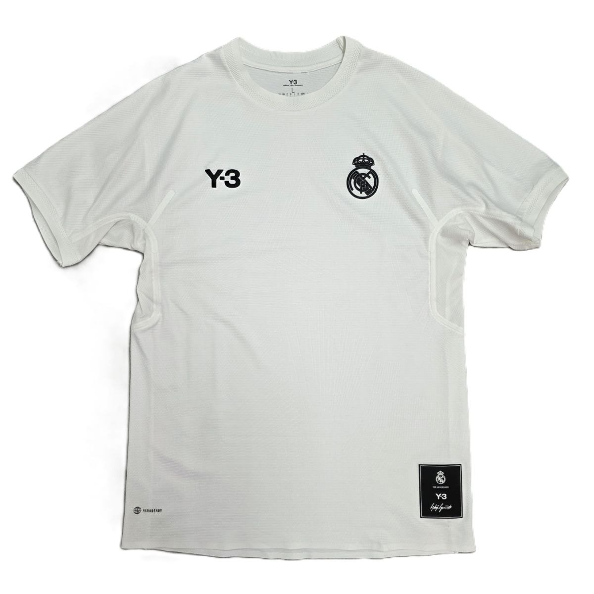 Y-3 ワイスリー REAL MADRID レアル・マドリード 120TH ANNIVERSARY PRE-MATCH JERSEY 半袖Tシャツ L ポリエステル ホワイト メンズ【中古】