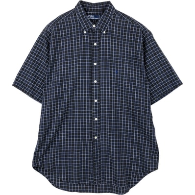 古着 ラルフローレン Ralph Lauren POLO by Ralph Lauren 半袖 ボタンダウン チェックシャツ カナダ製 メンズXL相当/eaa623565