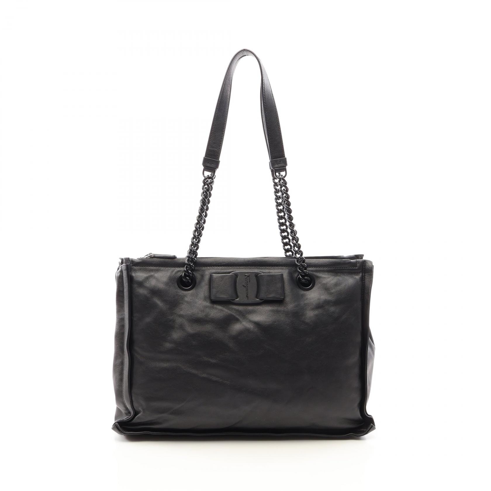 サルヴァトーレフェラガモ Salvatore Ferragamo ヴァラリボン ショルダーバッグ バッグ レザー レディース ブラック系 【中古】