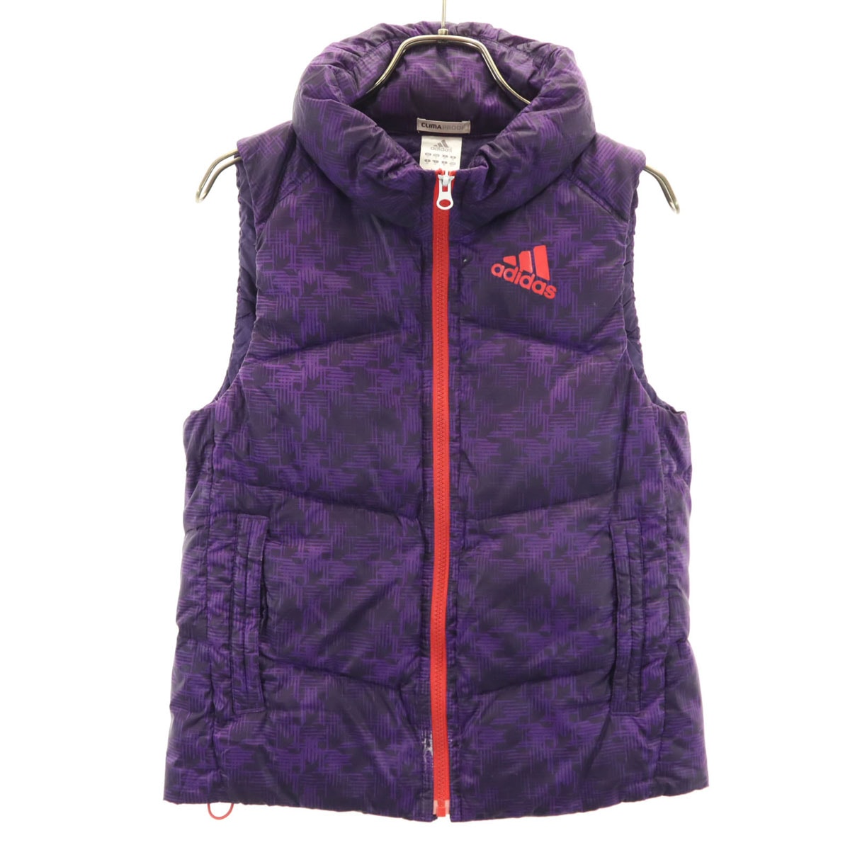 adidas アディダス 幾何学柄 ハイブリッド ダウンベスト M パープル