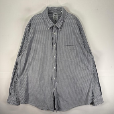 古着 ブルックスブラザーズ Brooks Brothers 長袖シャツ ボタンダウン 胸ポケット XL グレー系 ストライプ メンズ