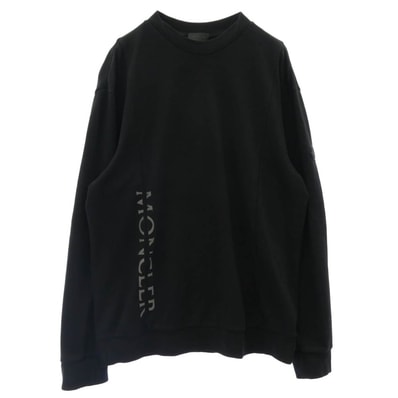 MONCLER モンクレール スウェット I10918G00037 899W4 モンクレールジャパンタグ MAGLIA GIROCOLLO ラバーロゴ付 フロントロゴプリント スウェット トレーナー ブラック系 L【中古】