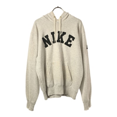 NIKE ナイキ 90s 白タグ ロゴプリント 長袖 スウェットパーカー M グレー トレーナー プルパーカー オールド