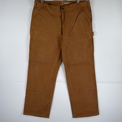 古着 カーハート Carhartt ワークパンツ ダブルニー ダック ペインターパンツ 作業着 ワンポイント ロゴ 大きいサイズ w40 L30 ブラウン メンズ