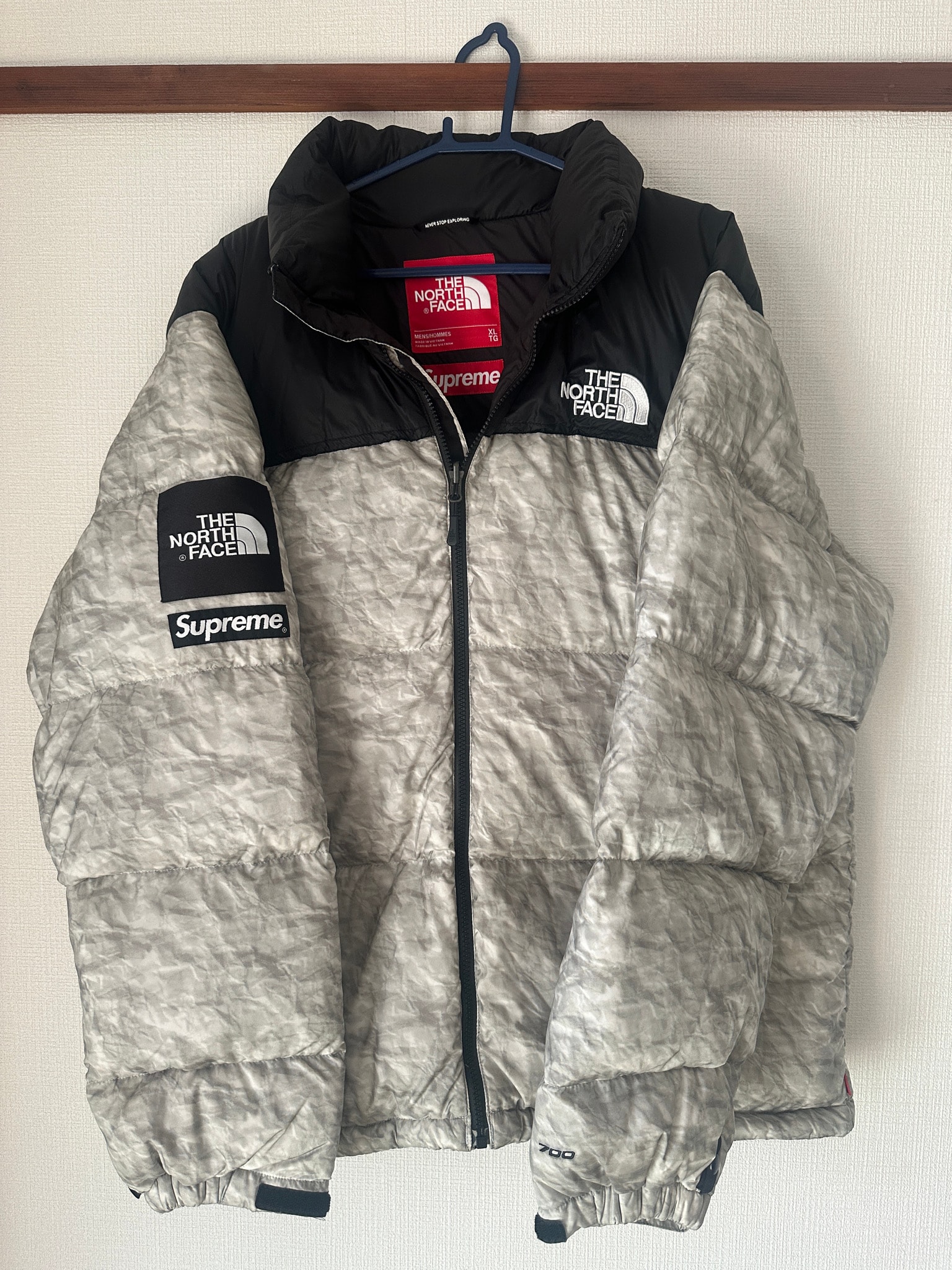 Supreme x The North Face Nuptse Jacket "White Paper Print"