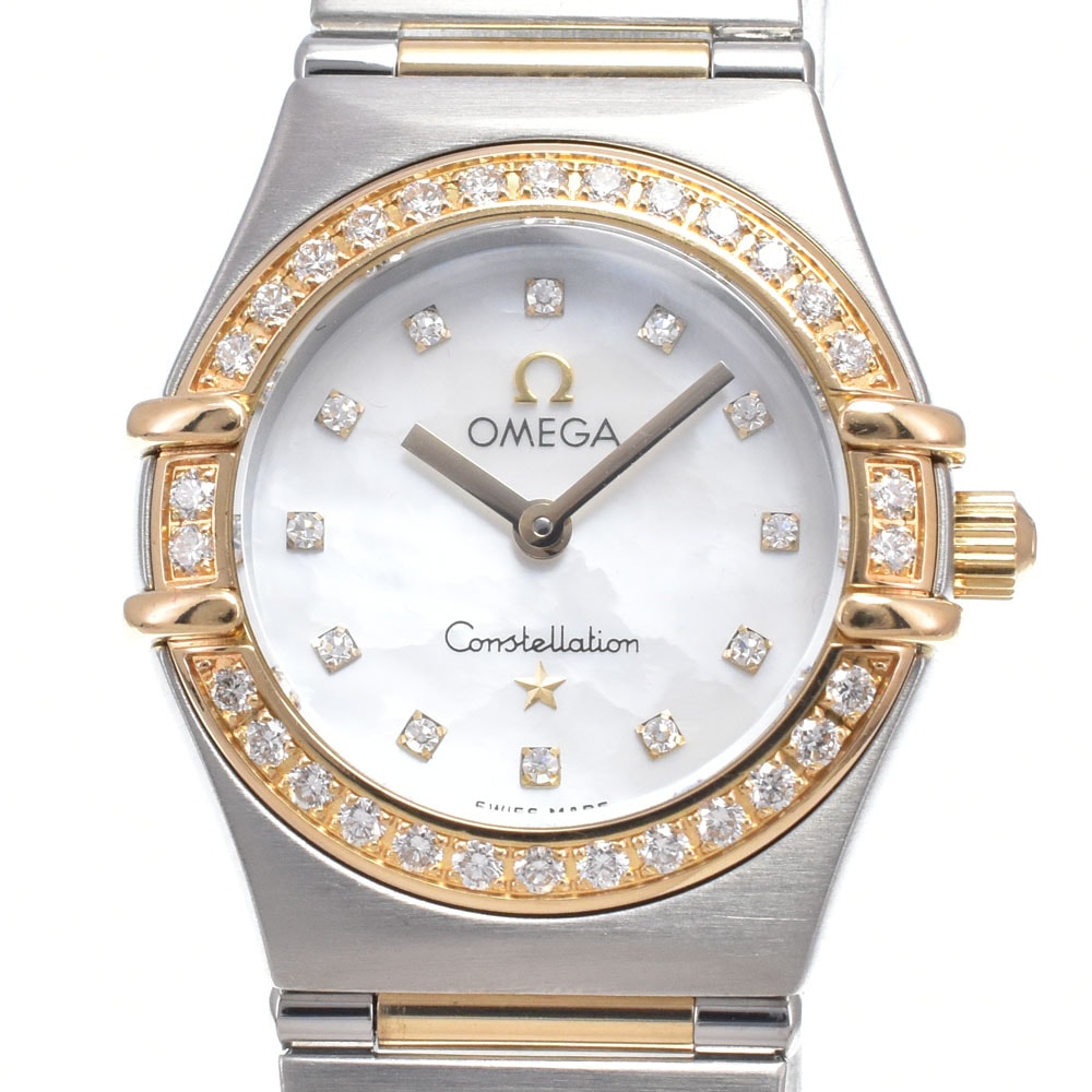 オメガ OMEGA 1365.75 コンステレーション ミニ マイチョイス ダイヤモンドベゼル ホワイトシェル レディース 美品 腕時計 C#149584