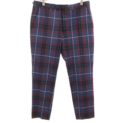 LAD MUSICIAN ラッドミュージシャン 日本製 チェック柄 パンツ 44 ネイビー系