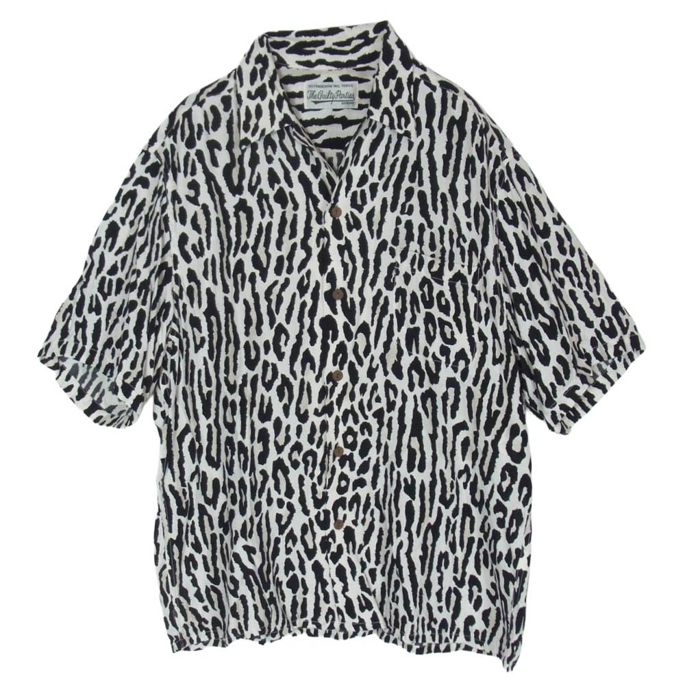 WACKO MARIA ワコマリア レオパード ヒョウ柄 アロハ ハワイアン 半袖 シャツ ブラック系 ホワイト系 M【中古】