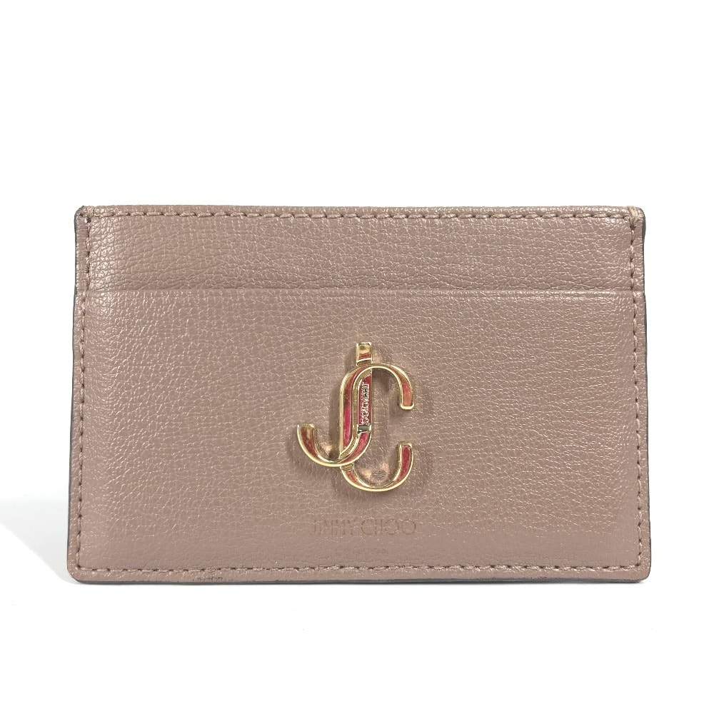 ジミーチュウ JIMMY CHOO JC ロゴ 名刺入れ パスケース カードケース レザー ベージュ系