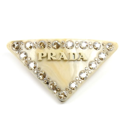 PRADA プラダ GP ラインストーン レジン トライアングル ロゴ バレッタ 1IF090 2CD0 F0304 レディース【中古】