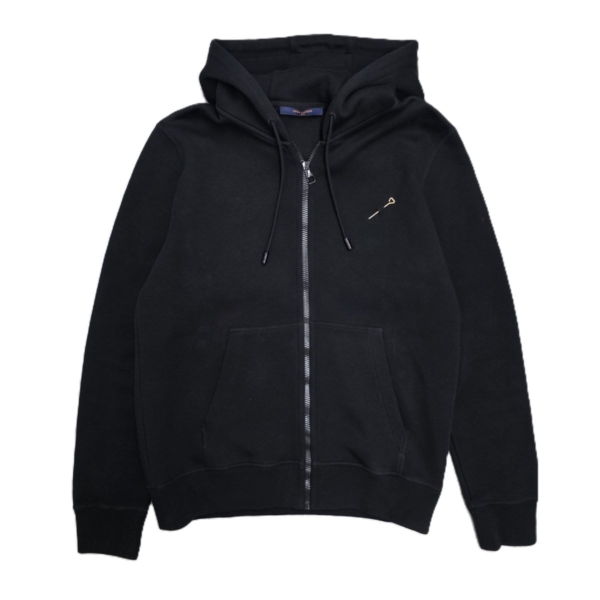 LOUIS VUITTON ルイ・ヴィトン ジップアップ ダブルフェイストラベル フーディーパーカー パーカー HJY42W M コットン ブラック ゴールド メンズ【中古】