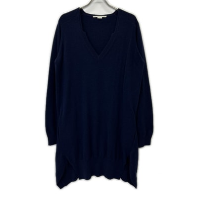 ステラマッカートニー 600035 S2159 ネイビー カシミヤ×ウール Vネック ニットドレスワンピース 48
