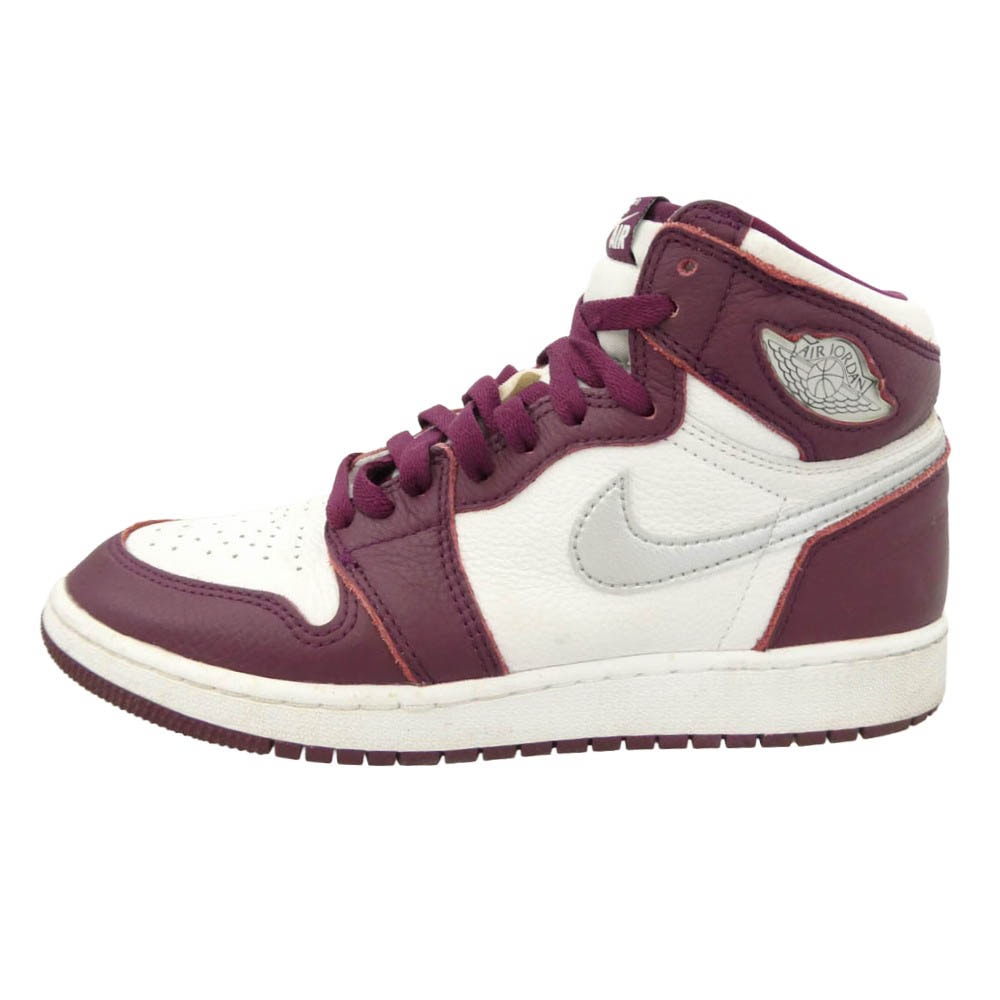 NIKE ナイキ 21AW 575441-611 GS Air Jordan 1 High OG Bordeaux AJ1  エアジョーダン ハイ ボルドー スニーカー ワインレッド系 ホワイト系 24cm【中古】