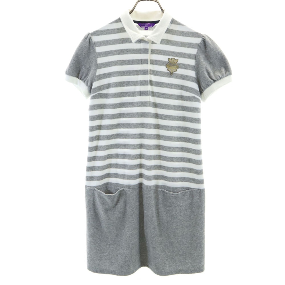 BEAMS GOLF ビームスゴルフ ボーダー柄 半袖 パイル地 ワンピース M グレー 他