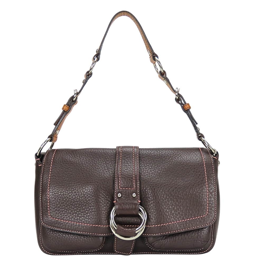 【中古】 コーチ ショルダーバッグ 8A41 レザー ダークブラウン シルバー金具 肩掛け ワンショルダー レディース 女性 COACH