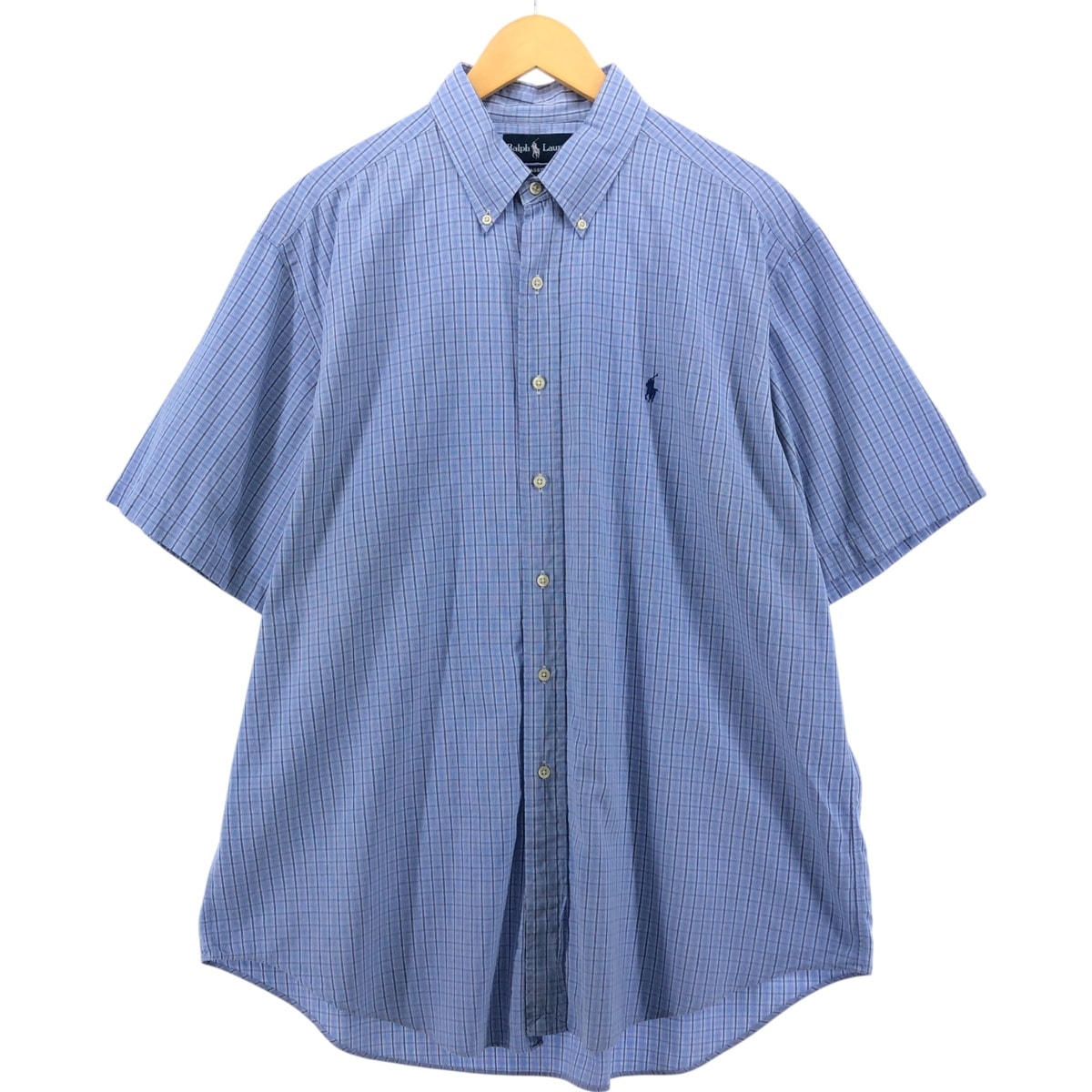 古着 ラルフローレン Ralph Lauren CLASSIC FIT 半袖 ボタンダウン チェックシャツ メンズXL相当/eaa539485