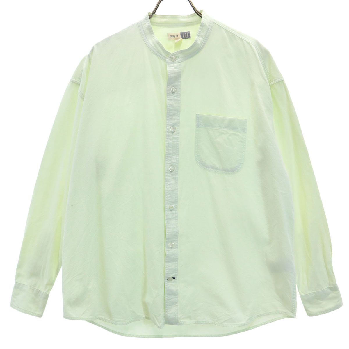 GAP ギャップ 長袖 ノーカラーシャツ XS グリーン系