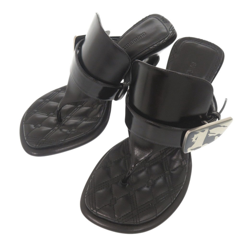 バーバリー    ロゴ金具 ヒール ミュール トング レザー  ブ