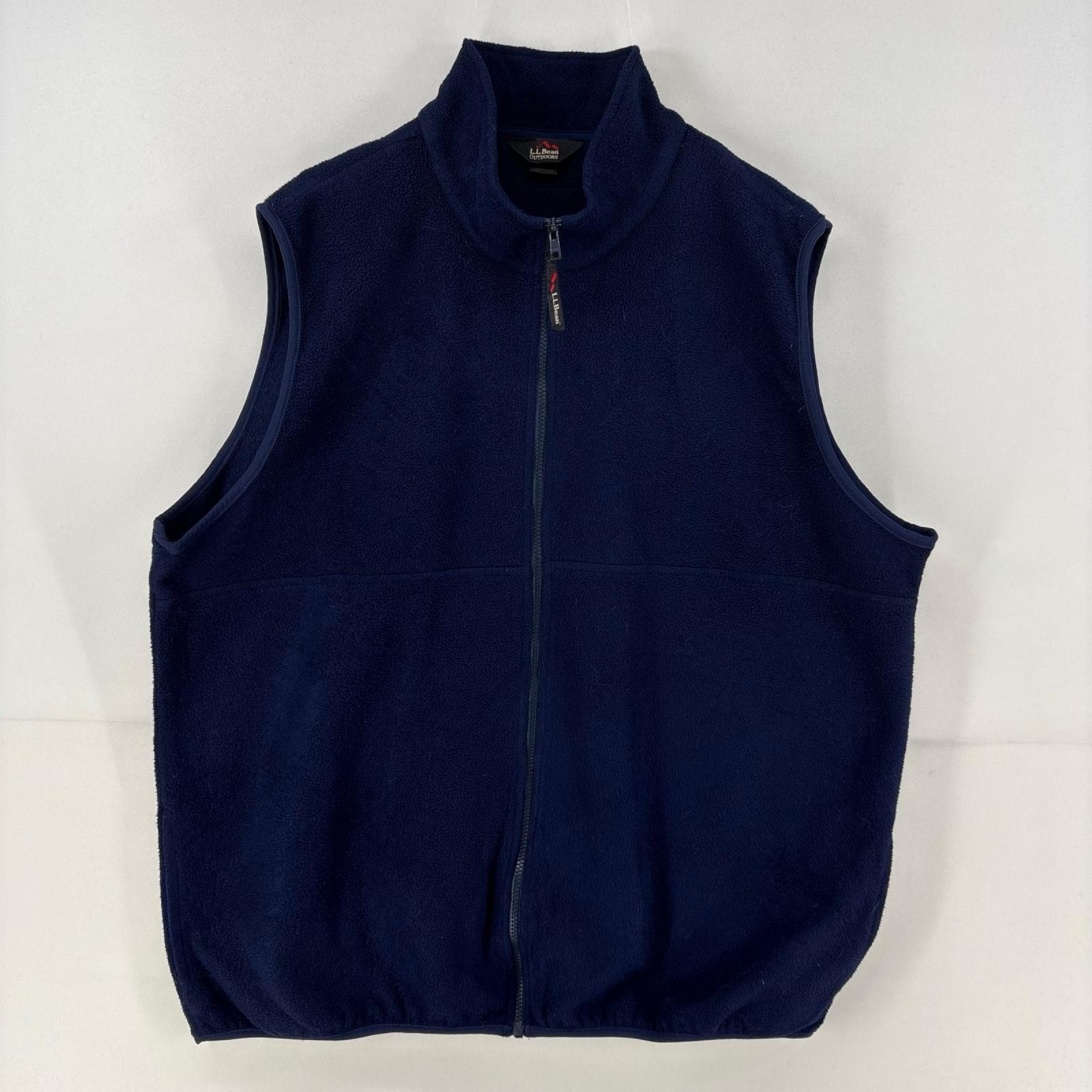 古着 エルエルビーン L.L.Bean フリース ベスト フルジップ 大きいサイズ 2XL  ネイビー メンズ