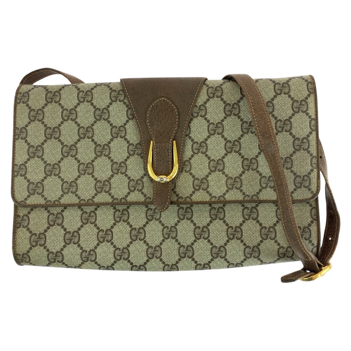 GUCCI グッチ ヴィンテージ オールドグッチ ブラウン ゴールド金具 GGスプリームキャンバス レザー/ ショルダーバッグ ポシェット 601816 【中古】