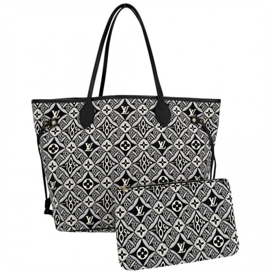 LOUIS VUITTON ルイヴィトン トートバッグ モノグラムジャガードSINCE 1854 ネヴァーフルMM ハンドバッグ 肩掛け M57230 キャンバス レザー ブラック 黒 ゴールド金具 レディース 美品【中古品】
