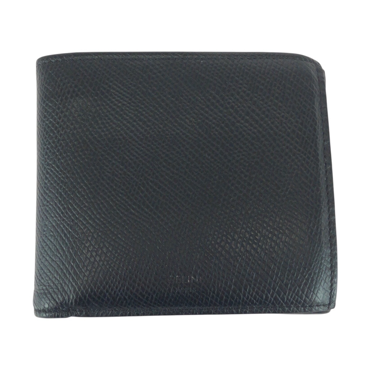 CELINE セリーヌ ブラック 黒 シルバー金具 レザー 折財布 コンパクトウォレット 男女兼用 505700 【中古】