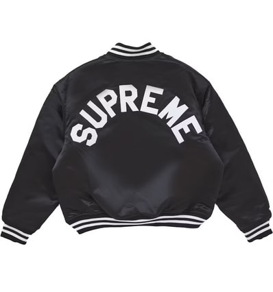 Supreme x Mitchell & Ness Satin Varsity Jacket "Black"