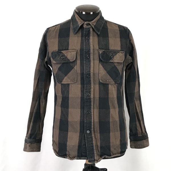 アヴィレックス/Avirex USA★長袖フランネルシャツ【Mens size -M/brown×black/チェック柄】Tops/Shirts◆BH244