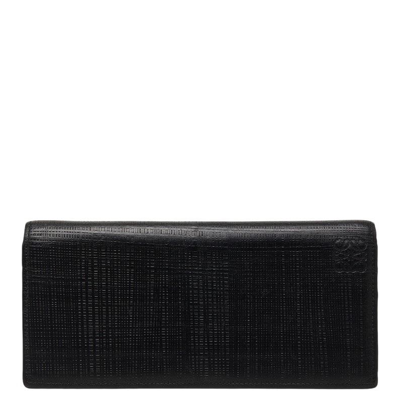 ロエベ アナグラム リネン 長財布 ブラック レザー レディース LOEWE 【中古】