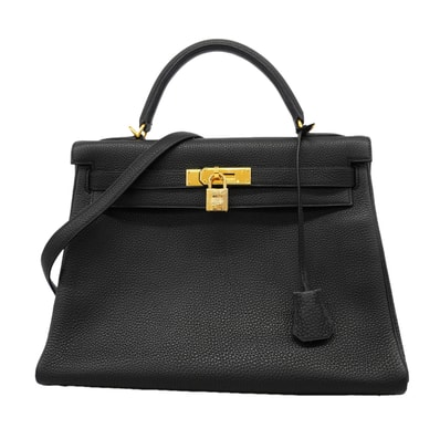 ★最終価格★SALE【6id5608】エルメス ハンドバッグ ケリー32 トゴ ブラック ゴールド金具 □D刻印 2wayバッグ【中古】レディース
