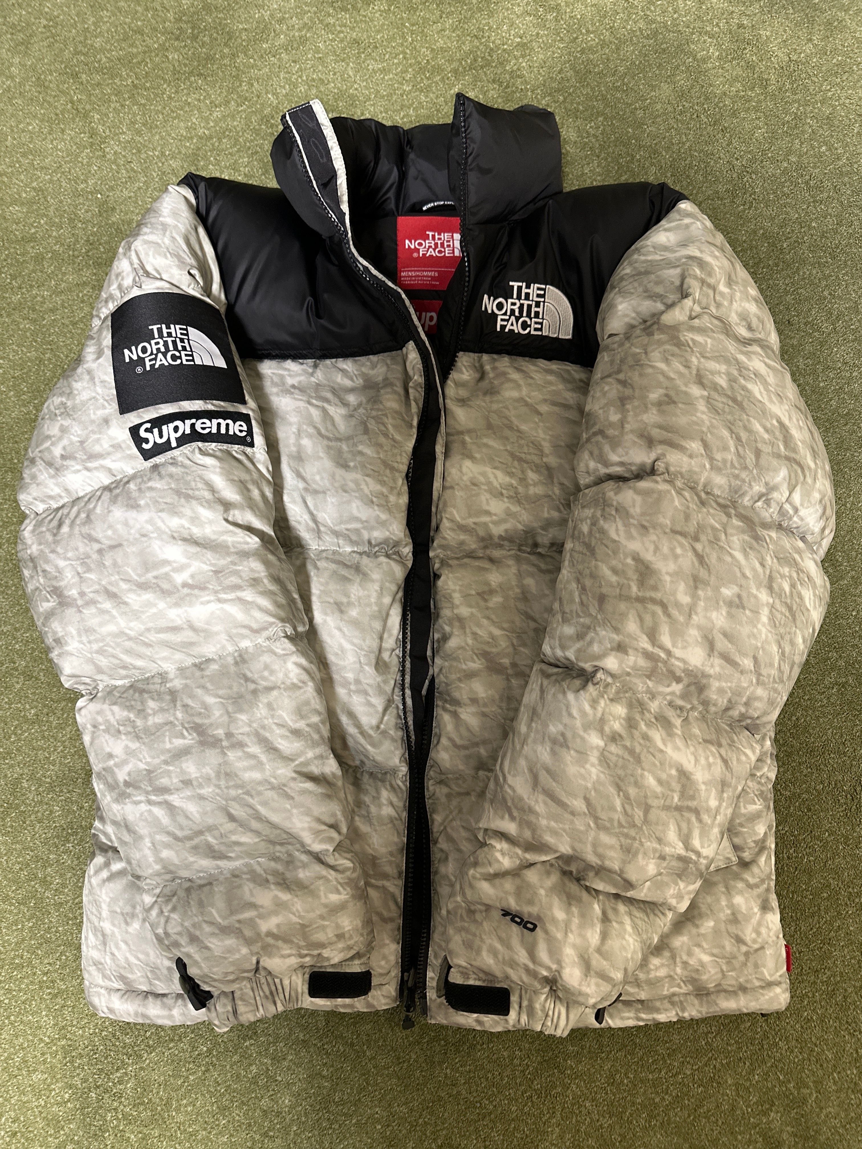Supreme x The North Face Nuptse Jacket "White Paper Print"