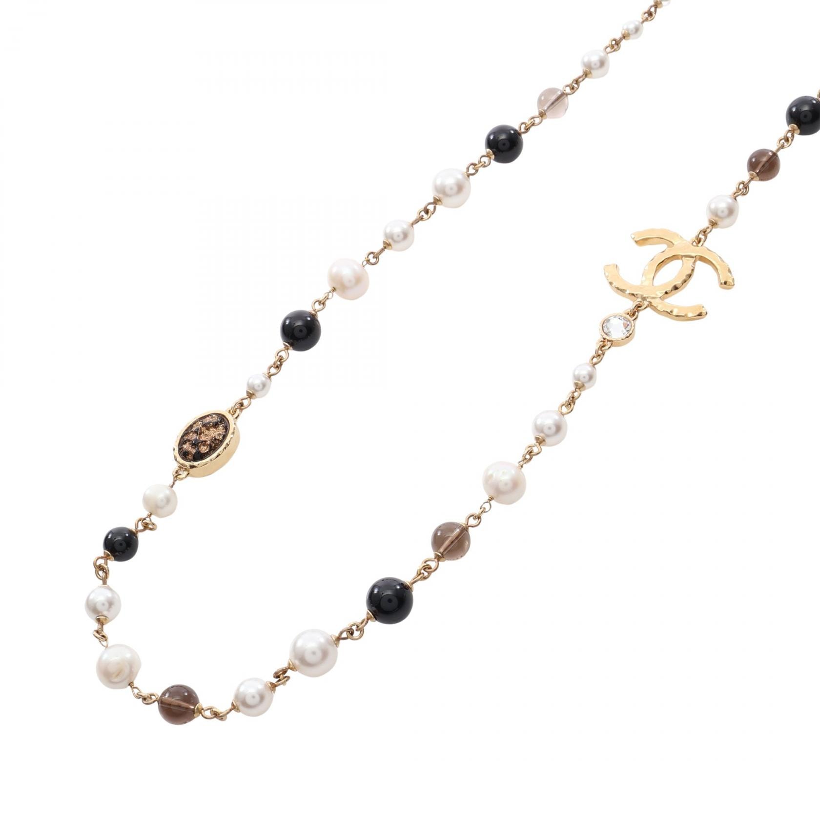 シャネル CHANEL ココマーク ネックレス ジュエリー GP(ゴールドメッキ) フェイクパール / ラインストーン レディース ゴールド系 / ホワイト系 / クリア系 A24S 【中古】