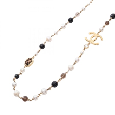 シャネル CHANEL ココマーク ネックレス ジュエリー GP(ゴールドメッキ) フェイクパール / ラインストーン レディース ゴールド系 / ホワイト系 / クリア系 A24S 【中古】