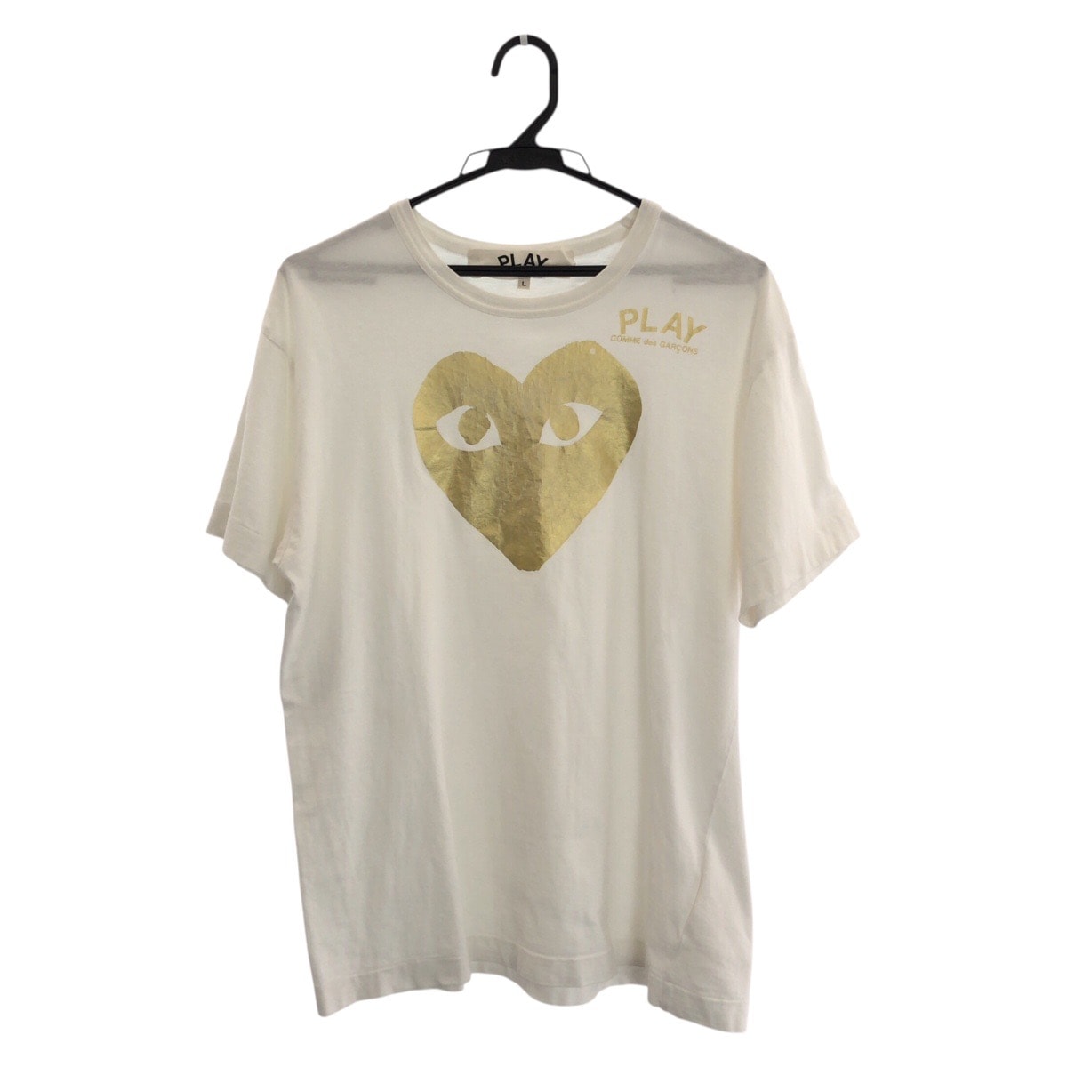 COMME des GARCONS コムデギャルソン サイズL ホワイト ゴールド コットン 半袖Tシャツ 603195 【中古】