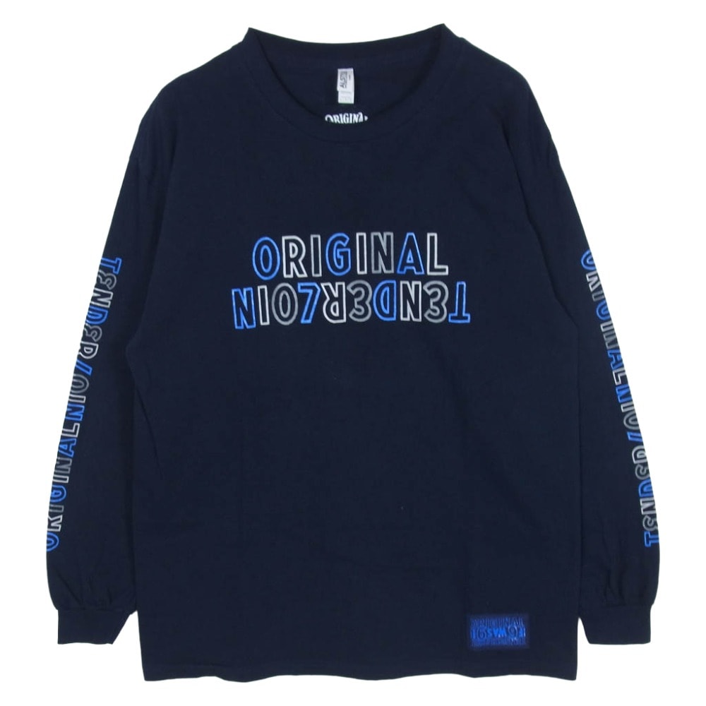 TENDERLOIN テンダーロイン Tシャツ 22SS 2A 袖プリント ロゴ ロングスリーブ 長袖 Tシャツ ネイビー系 L【中古】