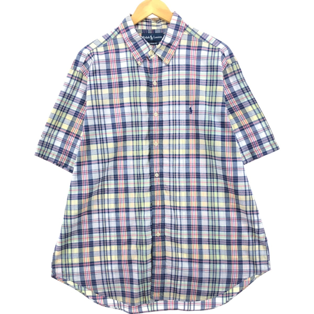 古着 ラルフローレン Ralph Lauren CLASSIC FIT クラシックフィット 半袖 ボタンダウン チェックシャツ メンズXL相当/eaa555106