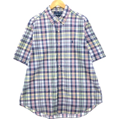 古着 ラルフローレン Ralph Lauren CLASSIC FIT クラシックフィット 半袖 ボタンダウン チェックシャツ メンズXL相当/eaa555106