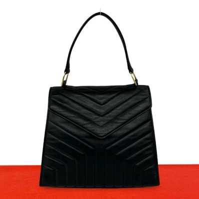 YVES SAINT LAURENT イヴ・サンローラン Yステッチ レザー ハンドバッグ ブラック
67307