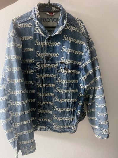 Supreme Frayed Logos Denim Trucker Jacket "Blue"