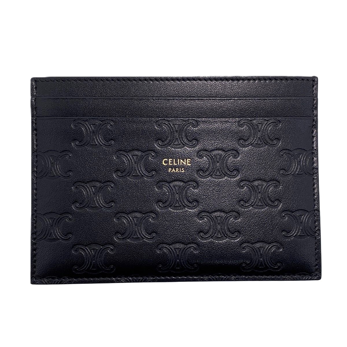 CELINE セリーヌ トリオンフ カードケース カードケース レザー ブラック  レディース【中古】