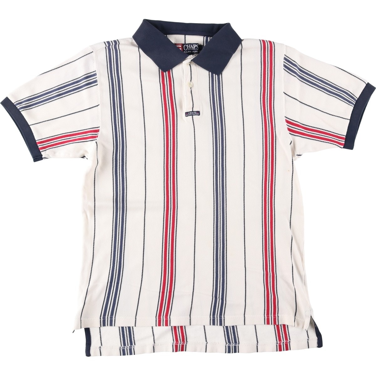 古着 ラルフローレン Ralph Lauren CHAPS チャップス マルチストライプ 半袖 ストライプ ポロシャツ メンズS相当/eaa644691