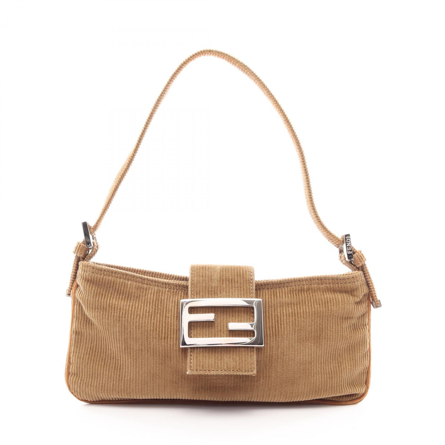 フェンディ FENDI マンマバケット ショルダーバッグ バッグ コーデュロイ レディース カーキ系 【中古】