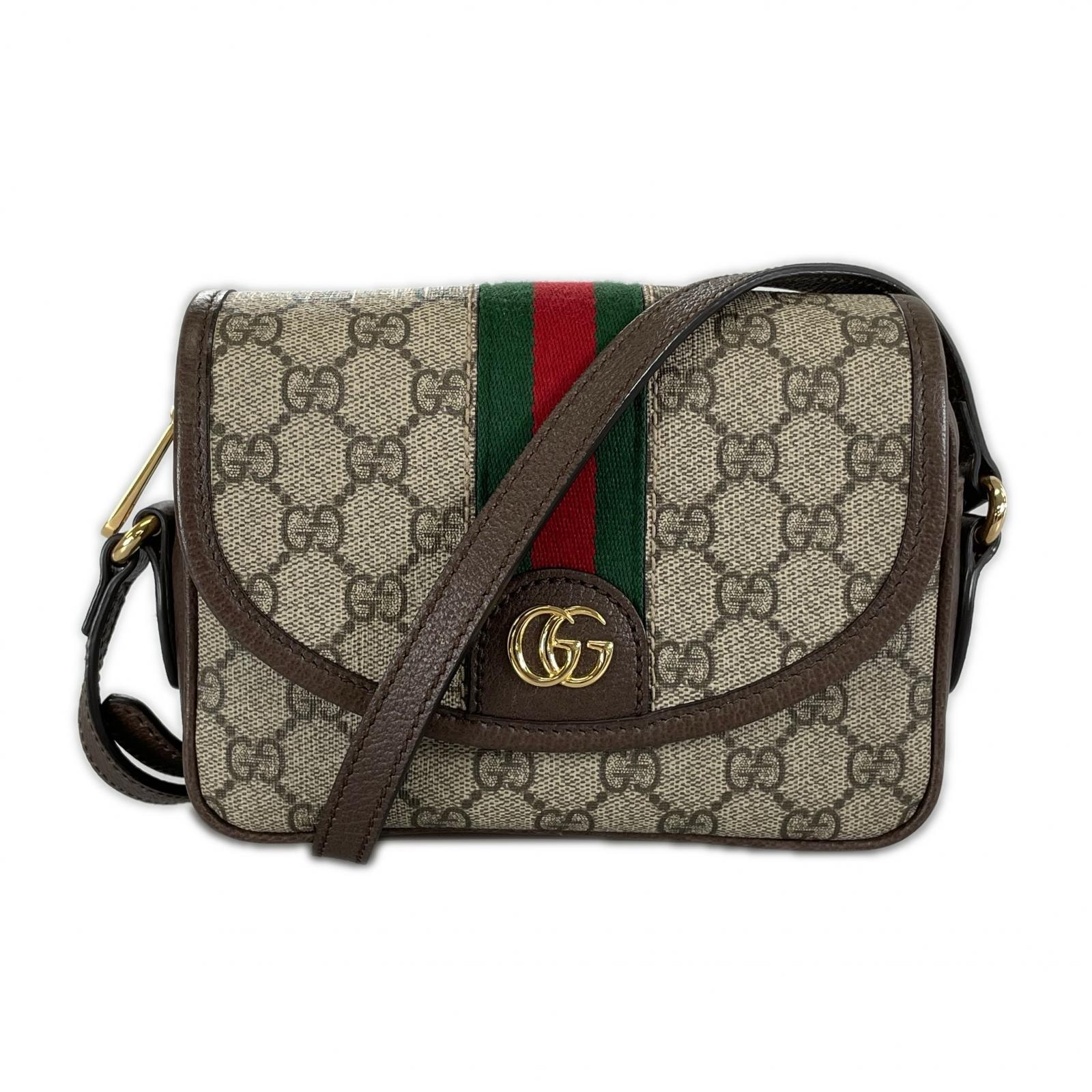 美品 GUCCI グッチ GGスプリーム シェリーライン 772239 ショルダーバッグ ブラウン レディース【中古】