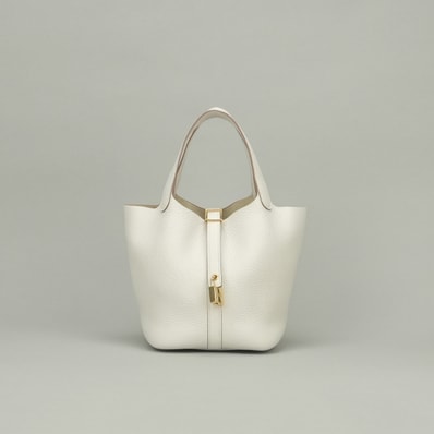 エルメス HERMES ピコタンロックPM ピコタンロック PM ピコタンPM ピコタンロック18 バッグ トートバッグ トリヨンクレマンス グリペール Gris Pale ホワイト White 白 ゴールド金具 ハンドバッグ