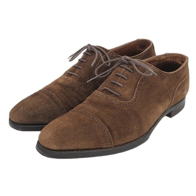 クロケット&ジョーンズ 美品 ALBANY スエード ストレートチップ シューズ メンズ ブラウン 6 1/2 6.5