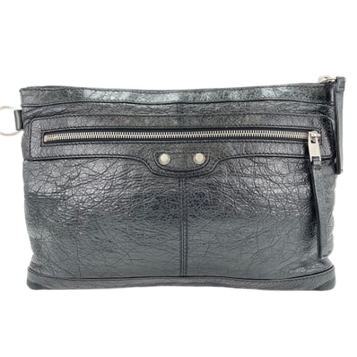 バレンシアガ BALENCIAGA レザー クラシック クリップM クラッチバッグ【中古】