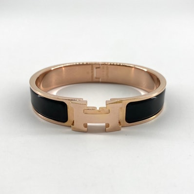 HERMES(エルメス) クリックH GM エナメル×ゴールドプレーテッド バングル ブラック×ゴールド